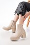 767-3020 Beige Zippered Thick Heeled Daily Women's Boots - 2