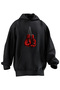 Unisex Black Gloves Boxing - Red Printed, 3 Thread Hooded Sweatshirt