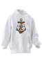 Unisex Premium Cotton White Yellow Blue Anchor Printed 3 Thread Hooded Sweatshirt