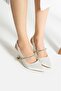Stoned high-heeled satin shoes - 3