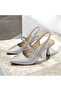 Stoned high-heeled satin shoes