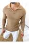 Pullover Slim Fit Polo Collar Ribbed Soft Textured Non-Pilling Sweatshirt