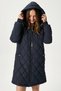 Women's Sporty Hooded Quilted Navy Coat - 8