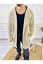 Cardigan Hooded Pocket Natural Cotton Laser Cut Ripped Detailed Knitted Knitwear Long Poncho Cardigan - 3