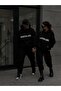 3 İplik Mood the Label Sweatshirt Sweatpants Jogger - Black Printed Sweatpants Set with Hoodie - 2