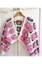 Rose Motif Hand-Knitted Women's Cardigan