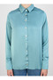 Sedef Button Detailed Satin Tunic - Ice Blue - Refka - 3