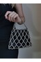 Diamond Patterned Silver Pearl Bag - Pearl Bag Pearl Bead Bag - Evening Dress Bag - 3