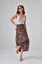 Blue Floral Midi Woven Skirt - 3