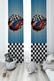 BABY AND KIDS ROOM Blue McQueen Patterned 2 Wing Background Curtain
