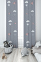 BABY AND KIDS ROOM Heart and Cloud Balloon Patterned 2 Wing Background Curtain