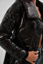 Belted Patent Leather Black Puffer Maxi Coat - 5
