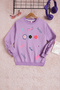 Lilac Flower Embroidered Long Sleeve Girl's Sweatshirt 16307