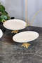 Luxury Porcelain Tableware Presentation Set 1 Round 2 Oval Gold Footed Dinner Cake Cookie Plate - 3