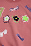Dusty Rose Flower Embroidered Long Sleeve Girl's Sweatshirt 16301 - 2
