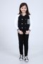 Girl's Black Printed College Coat - 5