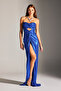 FLAVIA sparkling body-fitting DRAPED COBALT BLUE evening dress - 4