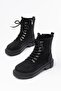 812-2121 Black Lace-Up Zippered Daily Women's Boots - 4