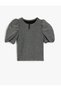 Blouse Short Balloon Sleeves Crew Neck Viscose Blend - 4