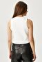 Women's Petite Snap Crop Cream Knitwear Vest - 6