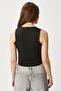 Women's Petite Snap Crop Black Knitwear Vest - 6