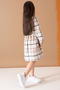 Coffee Color Striped Patterned Belted Long Sleeve Girls' Dress 19689 - 6
