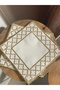 Nivemeshome - 6 Pieces of Gold Square Embroidered Linen Cocktail Napkins, Coffee Side Presentation - 4