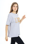 Gray Luck Lettered Crew Neck Girl's T-Shirt 17805 - 4