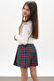 Girl's Green Plaid Patterned Shorts Skirt Bow Blouse Suit 18267 - 5