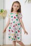 Cream Heart Printed Short Sleeve Girls' Dress 18782 - 2
