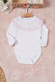 White Baby Girl Lace Collar Long Sleeve Snap Badi 16835