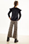Girl's Velvet Suit with Leopard Patterned Flounce Blouse 17036 - 6
