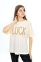 Cream Luck Printed Crew Neck Girl's T-Shirt 17806 - 3