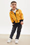 Mustard Palm Printed T-Shirt Boy's 3-Piece Set with Jacket 17700