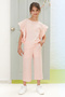 Pink Flounce Detailed Girl's Summer Suit with Blouse and Trousers 18536 - 4