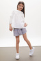 Lilac Glittery Plaid Patterned Shorts Skirted Shirt Girl Suit 18260