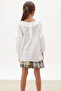 Yellow Plaid Patterned Shorts Skirt Shirt Girl Suit 18239 - 5