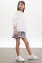 Lilac Glittery Plaid Patterned Shorts Skirted Shirt Girl Suit 18260 - 5