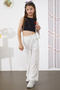 White Wide Leg Girls' Trousers with Side Pockets 18861