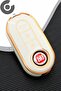 Fiat Compatible 500, Doblo, Fiorino, Punto, Ducato, Bravo, Panda Gold Edge Tpu Key Case Cover (White)