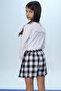 Black Square Patterned Shorts Skirt Bow Shirt Girl's Suit 18400 - 4