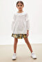 Yellow Plaid Patterned Shorts Skirt Shirt Girl Suit 18239 - 2
