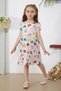 Salmon Heart Printed Short Sleeve Girls' Dress 18783 - 4