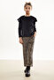 Girl's Velvet Suit with Leopard Patterned Flounce Blouse 17036 - 2