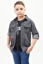 Smoked Text Printed Jean Shirt T-shirt Boy's 2-Piece Set 17569 - 3