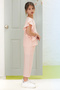 Pink Flounce Detailed Girl's Summer Suit with Blouse and Trousers 18536 - 6