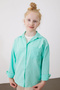 Girl's Water Green Buttoned Classic Shirt - 18985 - 4
