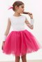 Fuchsia Tutu Skirted Sleeves Tulle Blouse Girl's Dress Set 17731 - 2