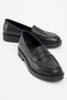 Pline Black Skin Genuine Leather Women's Loafer Shoes