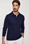 Men's Navy Blue Reddington Polo Collar Long Sleeve Thin Knitwear Sweater 22w403 - 4